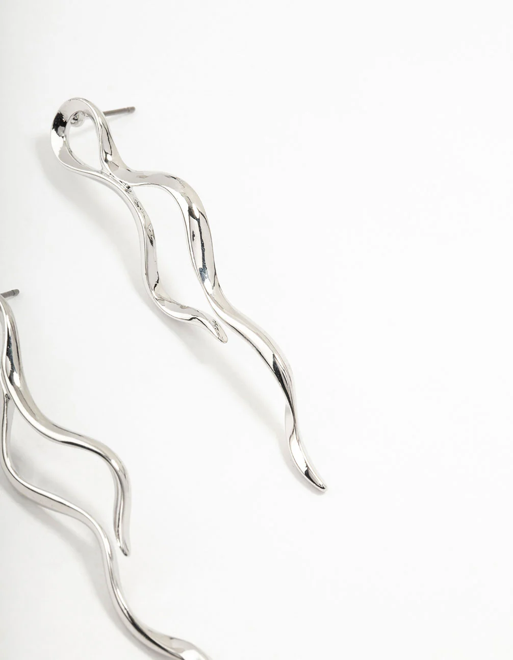 Silver Snake Wiggle Drop Earrings - Image 3