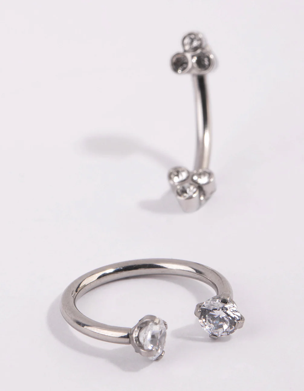 Surgical Steel Cubic Zirconia Horseshoe & Barbell Set - Image 2
