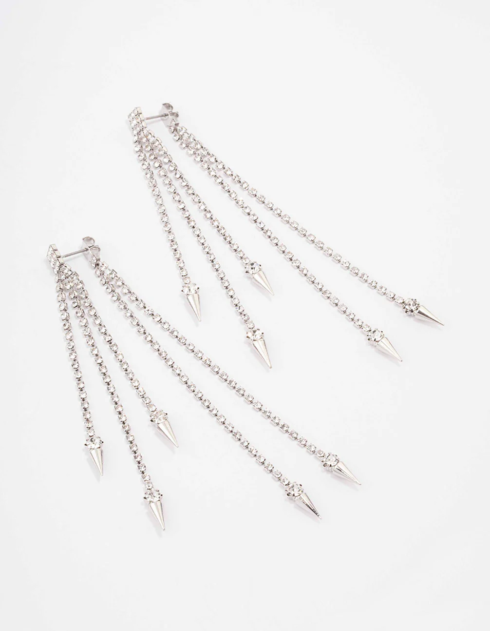 Silver Tassel Cup Chain Drop Earrings