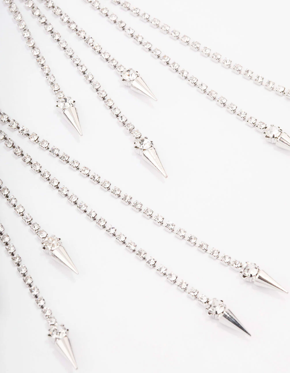 Silver Tassel Cup Chain Drop Earrings - Image 3
