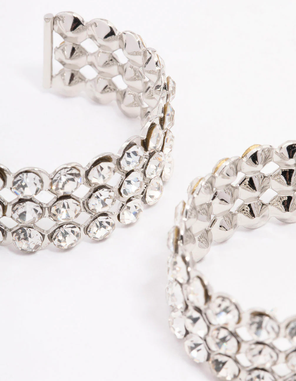 Silver Triple Row Bold Hoop Earrings - Image 3