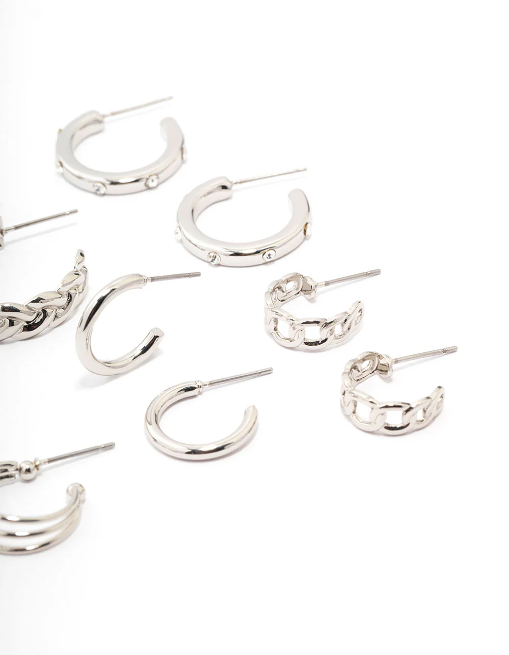 Silver Twisted Chain Hoop Earring 6-Pack - Image 3