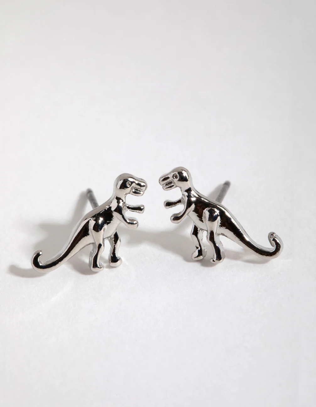 Silver T-Rex Stud Earrings