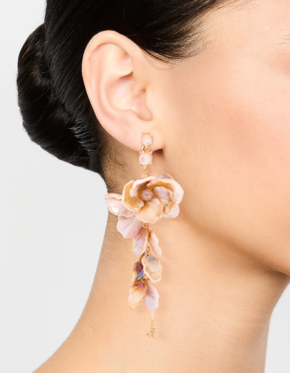 Rose Gold Acrylic Petal Drop Earrings - Image 2