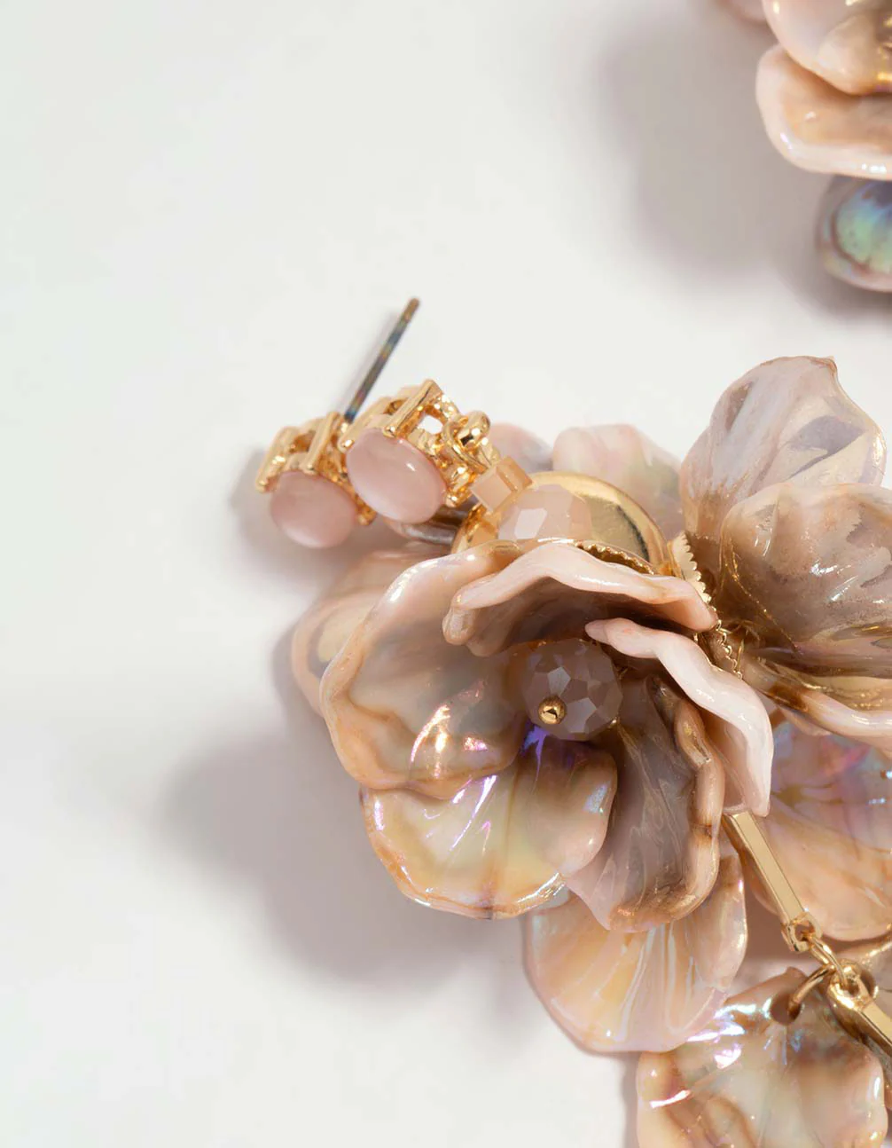 Rose Gold Acrylic Petal Drop Earrings - Image 4