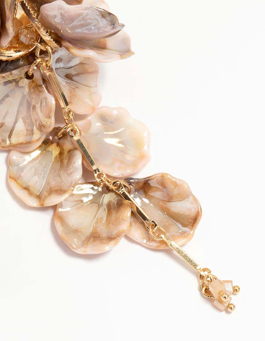 Rose Gold Acrylic Petal Drop Earrings - Image 5