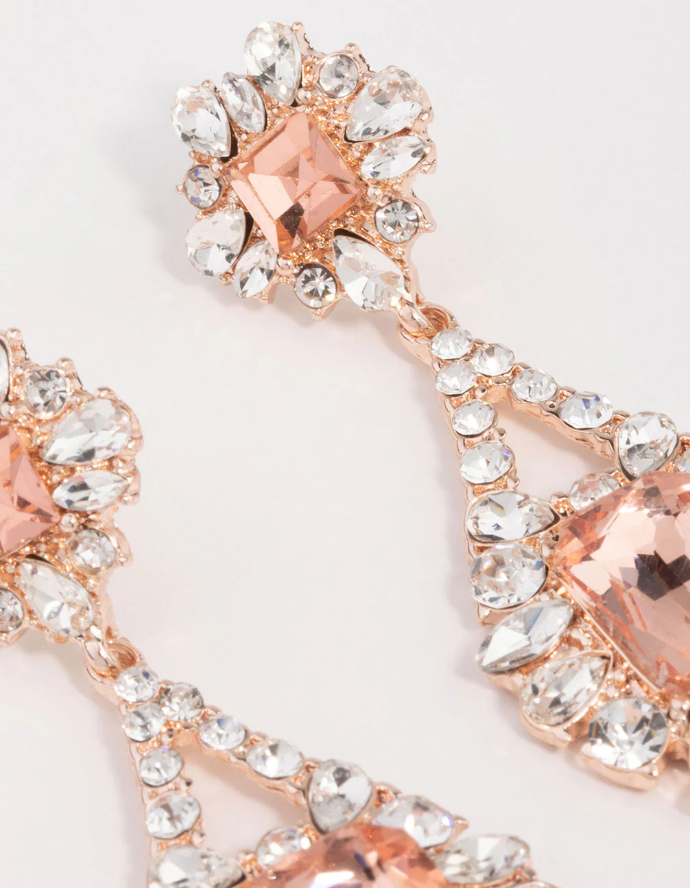 Rose Gold Antique Pink Stone Drop Earrings - Image 3