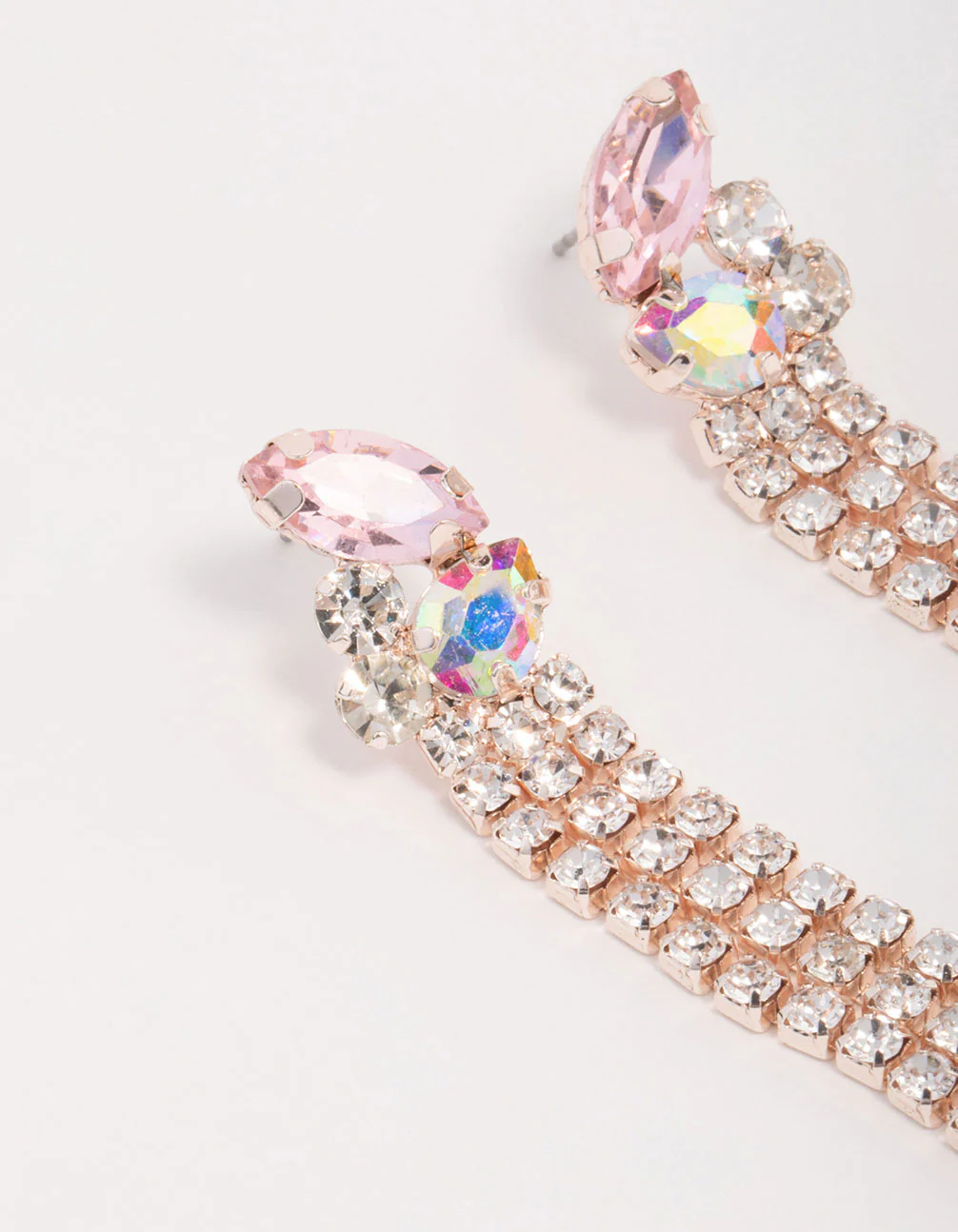 Rose Gold Butterfly Cupchain Drop Earrings - Image 2