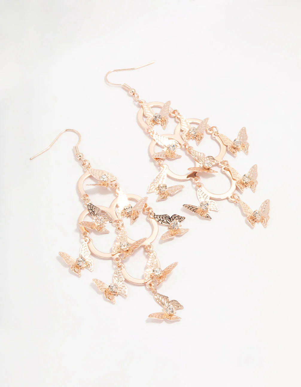 Rose Gold Butterfly Mobile Drop Earrings