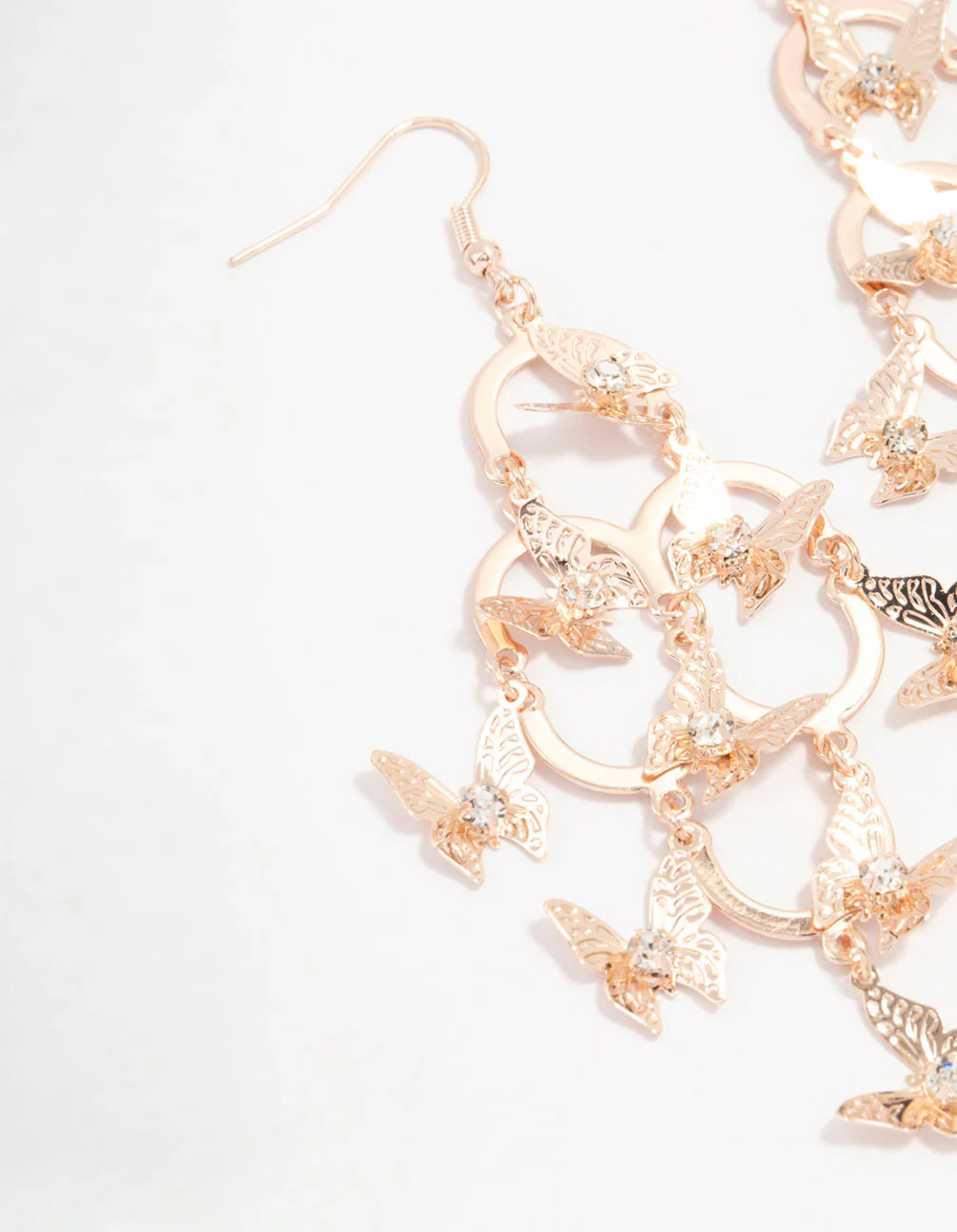 Rose Gold Butterfly Mobile Drop Earrings - Image 2
