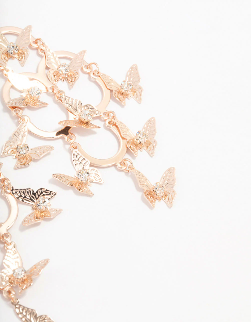 Rose Gold Butterfly Mobile Drop Earrings - Image 3
