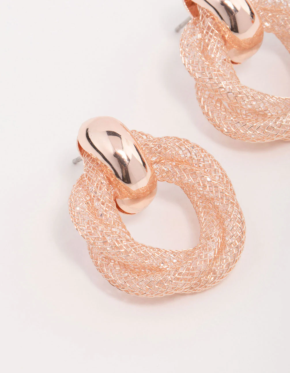Rose Gold Chain Wrap Stud Earrings - Image 2