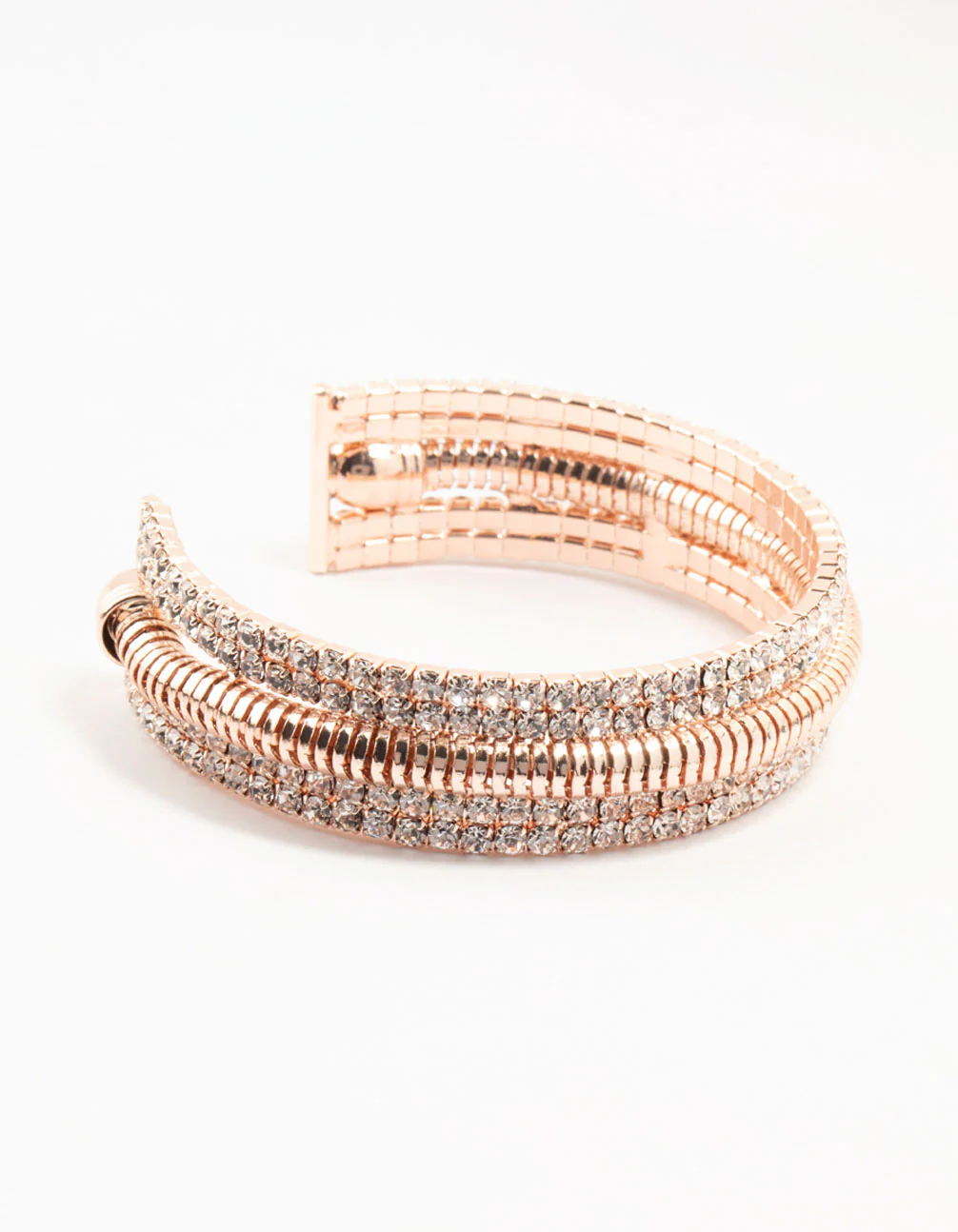 Rose Gold Clear Diamante Open Wrist Cuff