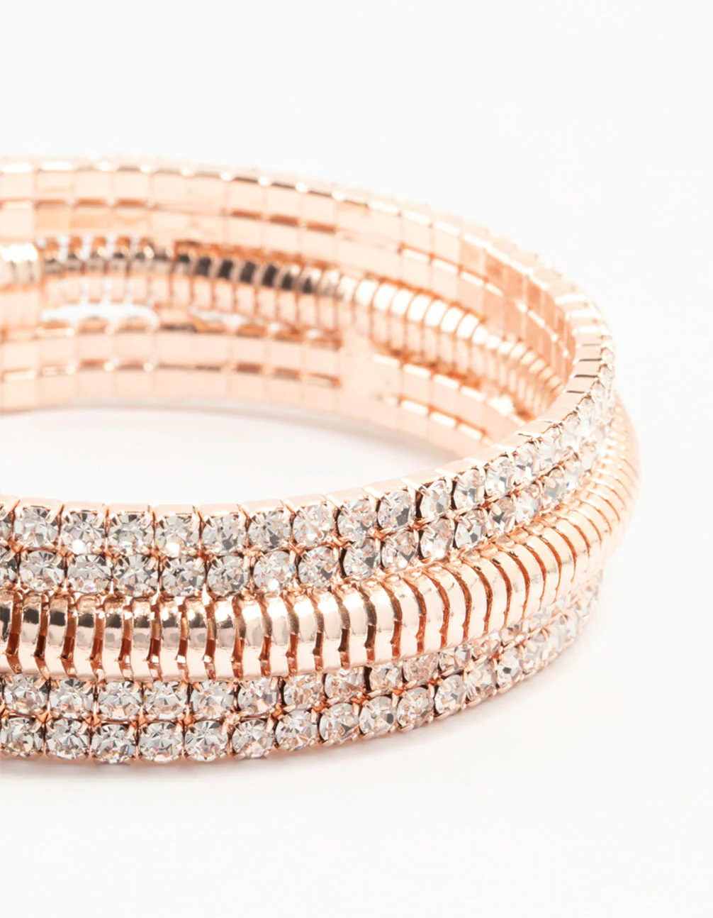 Rose Gold Clear Diamante Open Wrist Cuff - Image 2