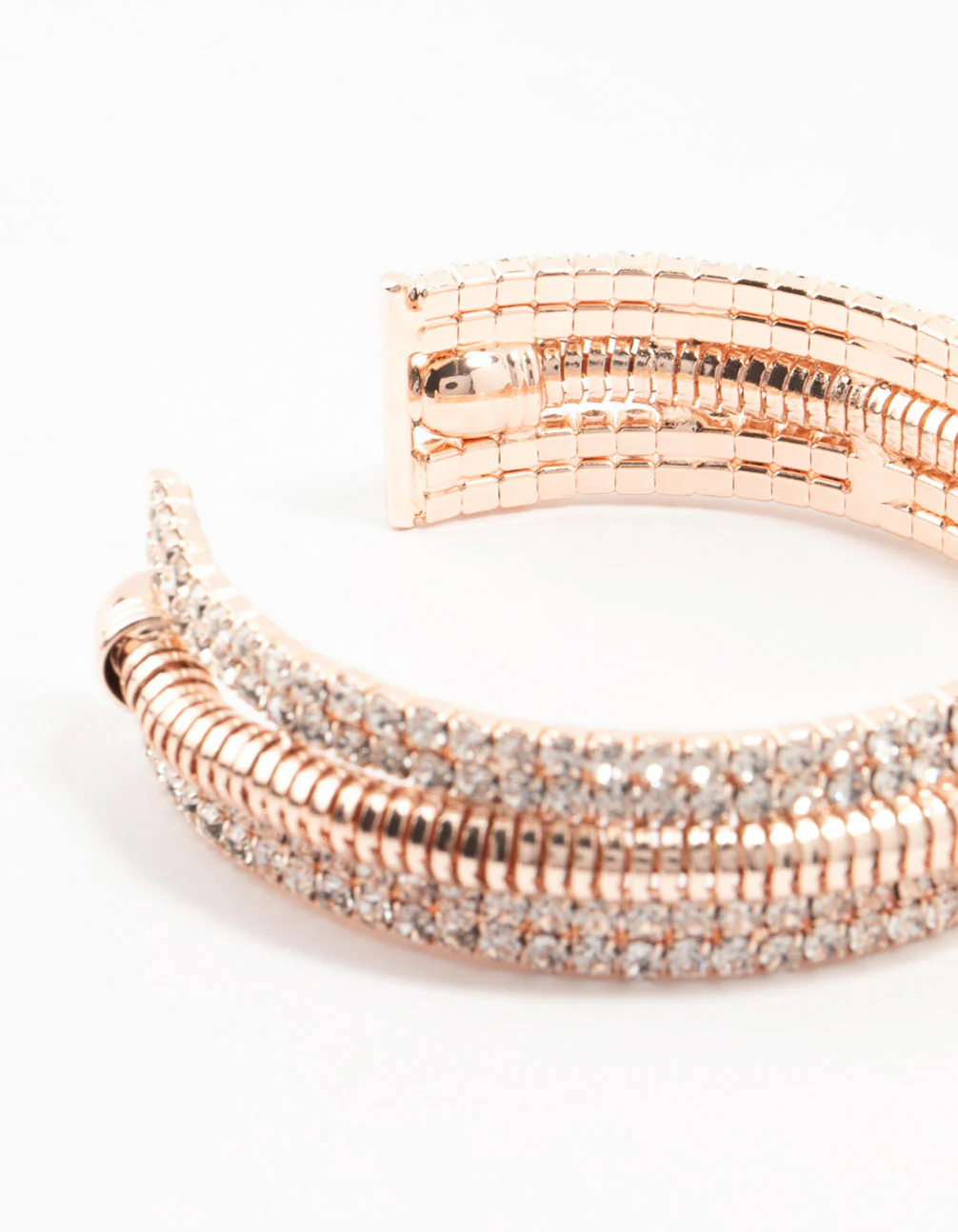 Rose Gold Clear Diamante Open Wrist Cuff - Image 3