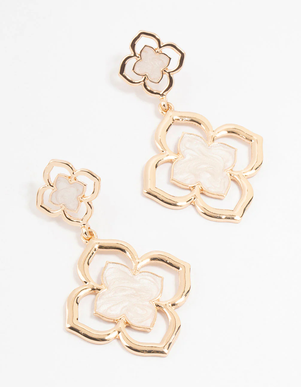 Rose Gold Clover Drop Earrings