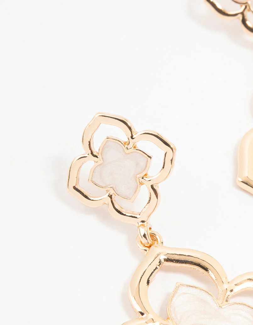 Rose Gold Clover Drop Earrings - Image 2