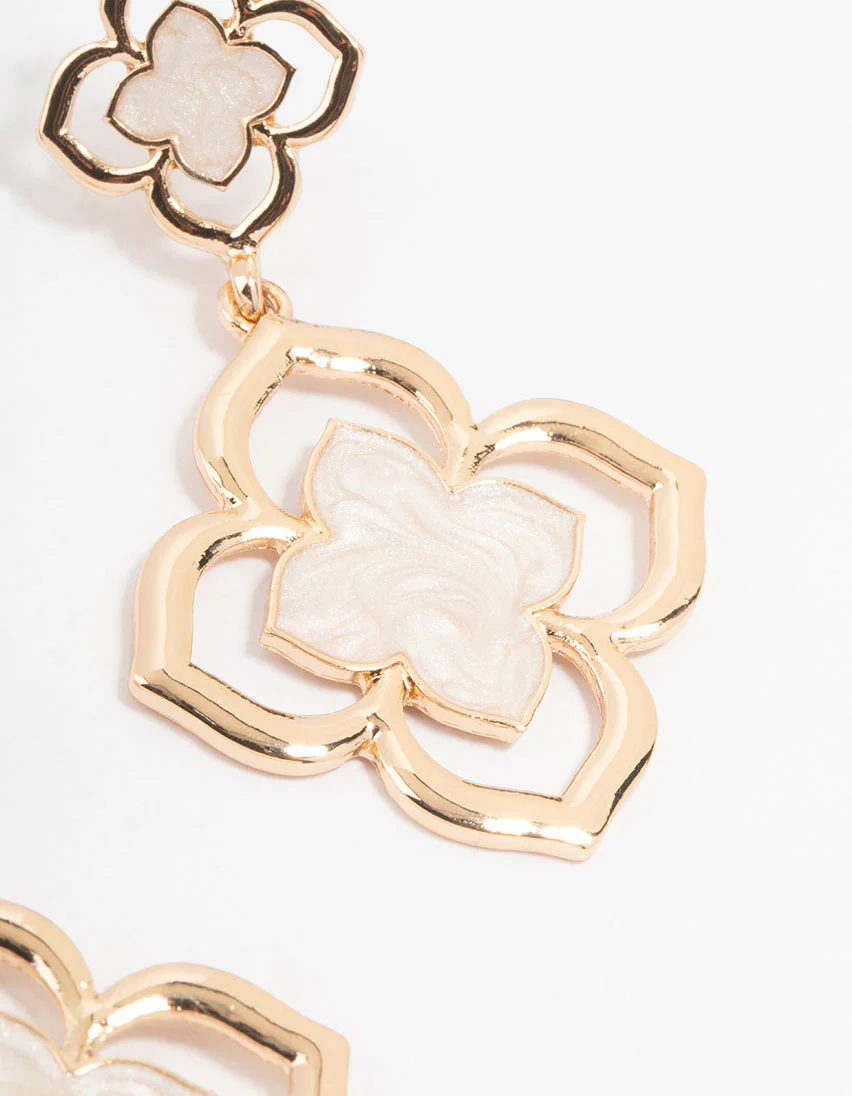 Rose Gold Clover Drop Earrings - Image 3