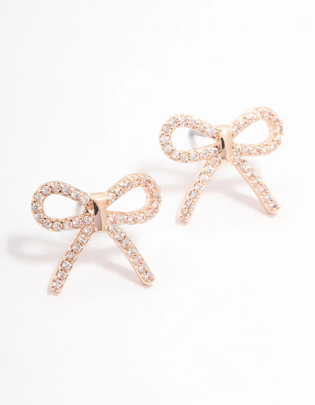 Rose Gold Cubic Zirconia Bow Stud Earrings