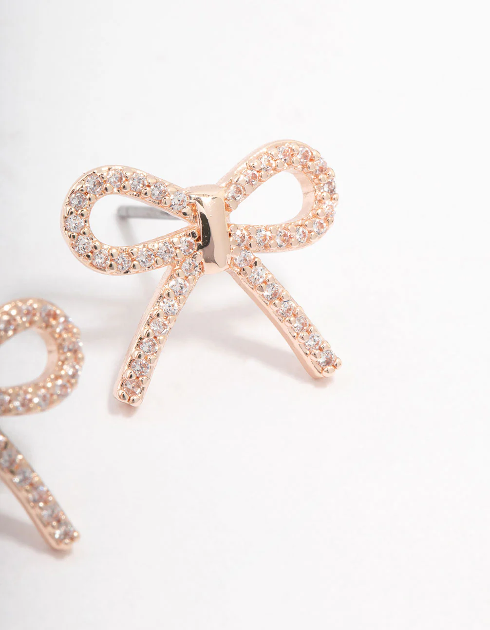 Rose Gold Cubic Zirconia Bow Stud Earrings - Image 3