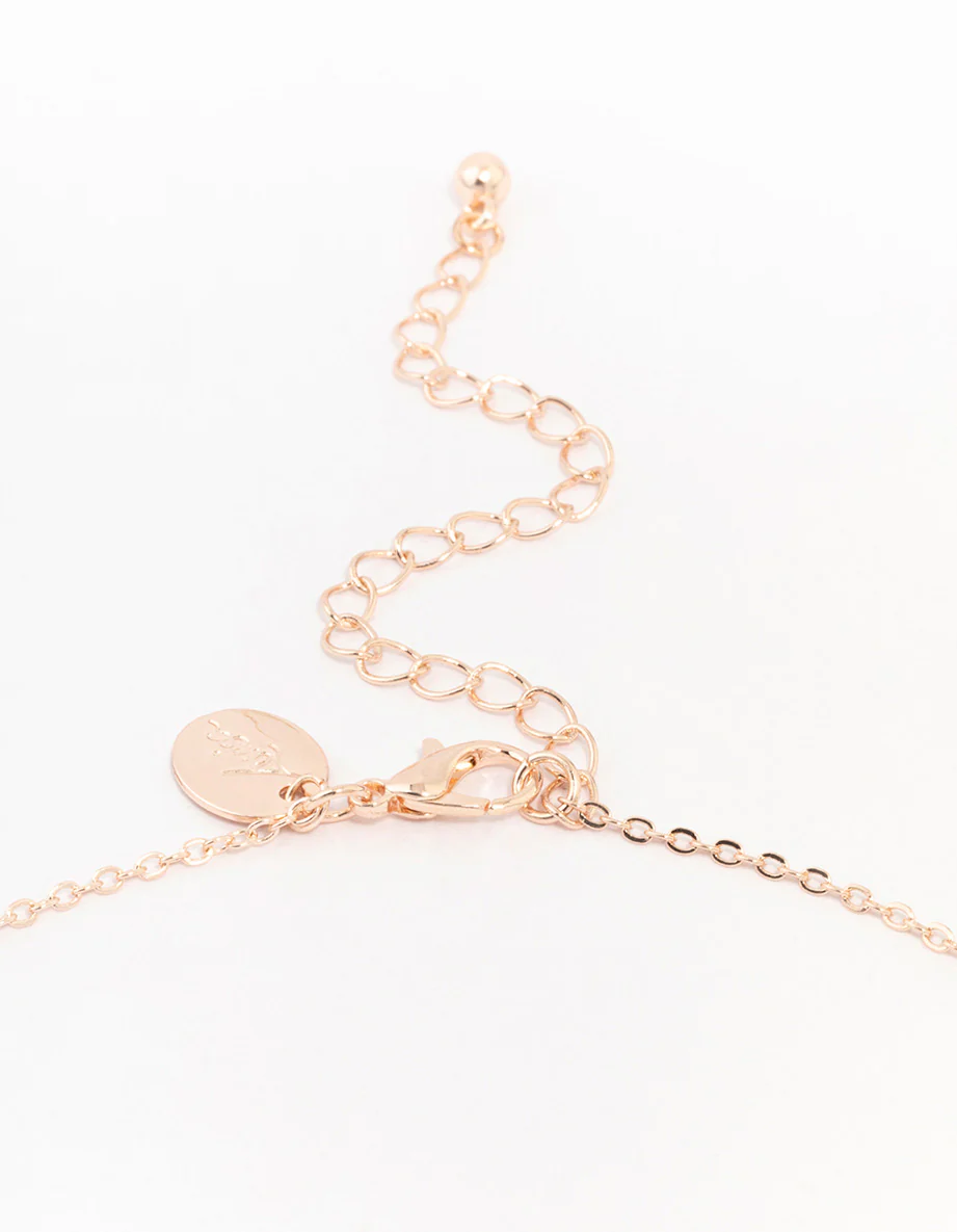 Rose Gold Cubic Zirconia Diamante Bow Pendant Necklace - Image 3