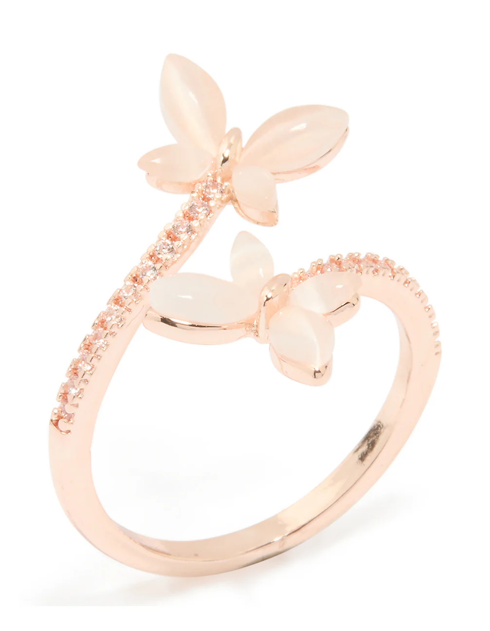Rose Gold Cubic Zirconia Open Butterfly Ring - Image 2