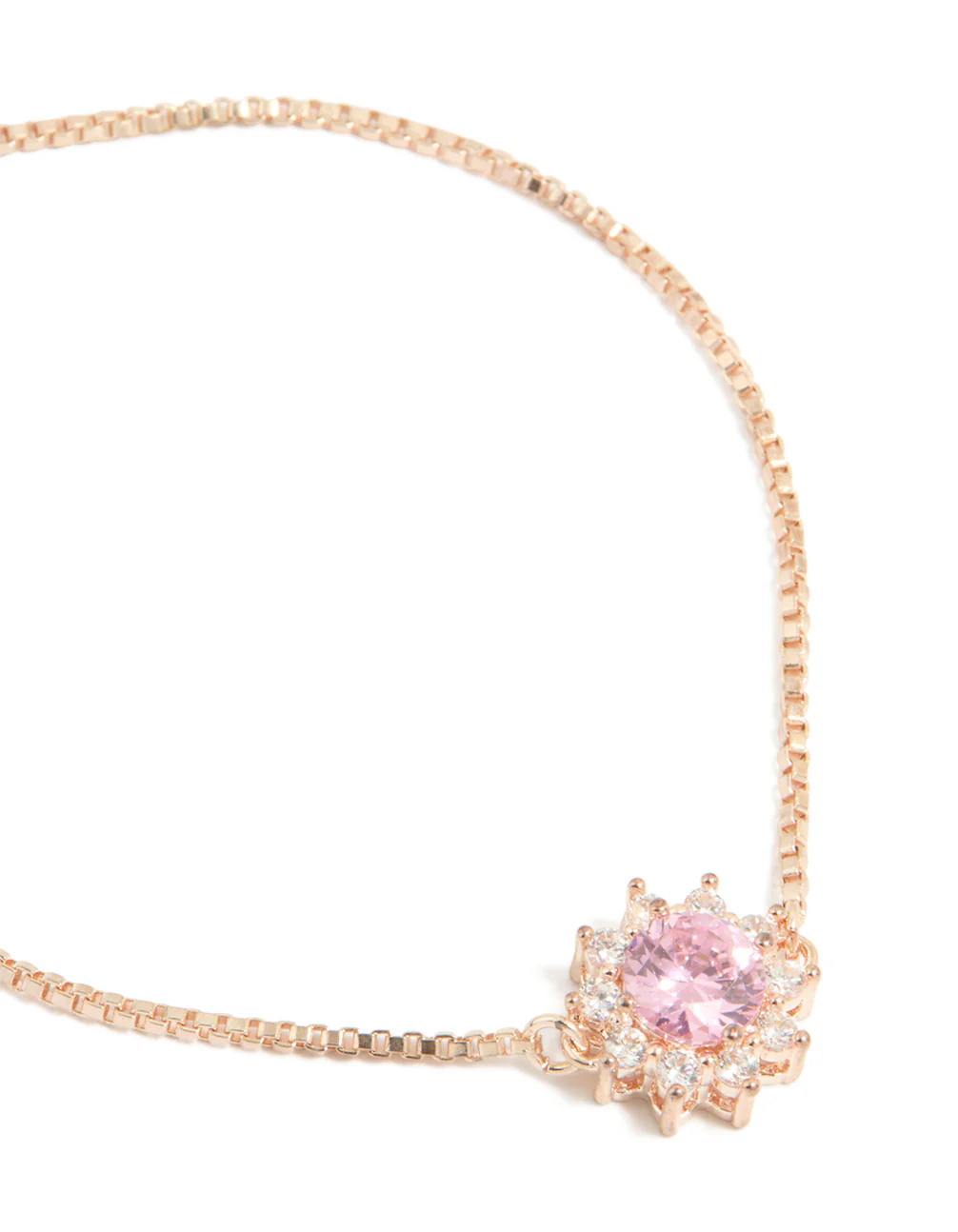 Rose Gold Cubic Zirconia Pink Floral Toggle Bracelet - Image 2