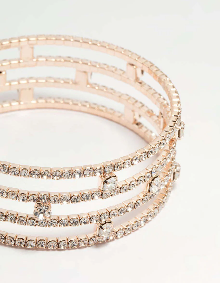Rose Gold Cupchain Layered Wrist Cuff - Image 2
