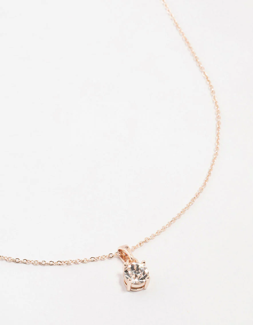 Rose Gold Czech Bohemia Crystal Solitaire Necklace - Image 2