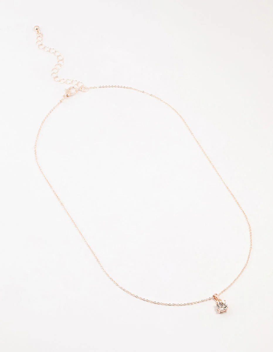 Rose Gold Czech Bohemia Crystal Solitaire Necklace - Image 3