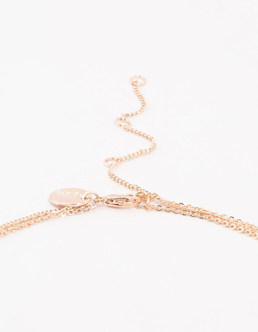 Rose Gold Plated Dainty Rectangle Layered Necklace - Image 3