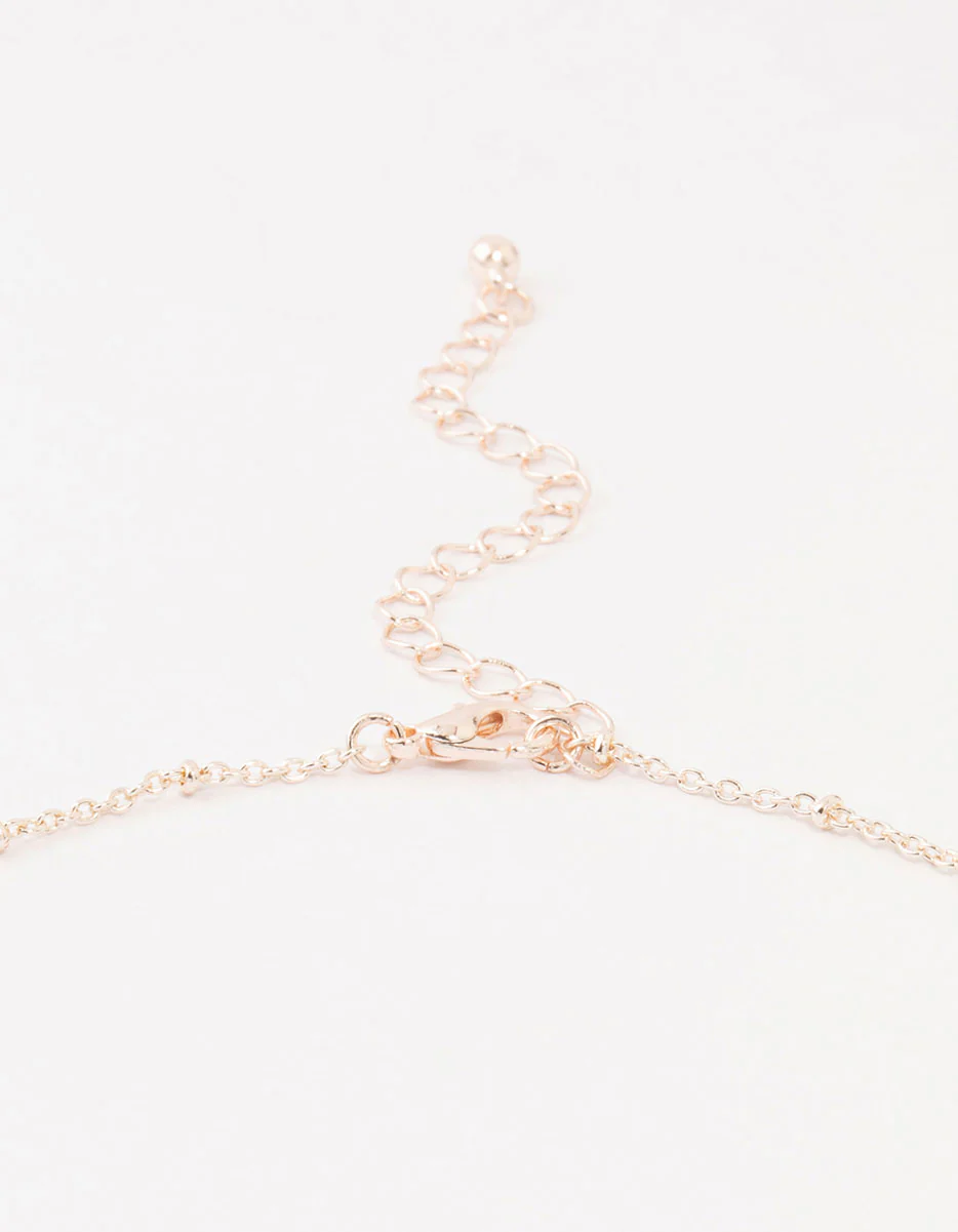 Rose Gold Plated Diamante Filigree Butterfly Necklace - Image 3