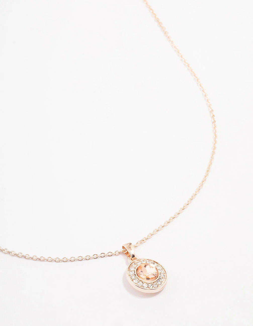 Rose Gold Diamante Halo Pendant Necklace