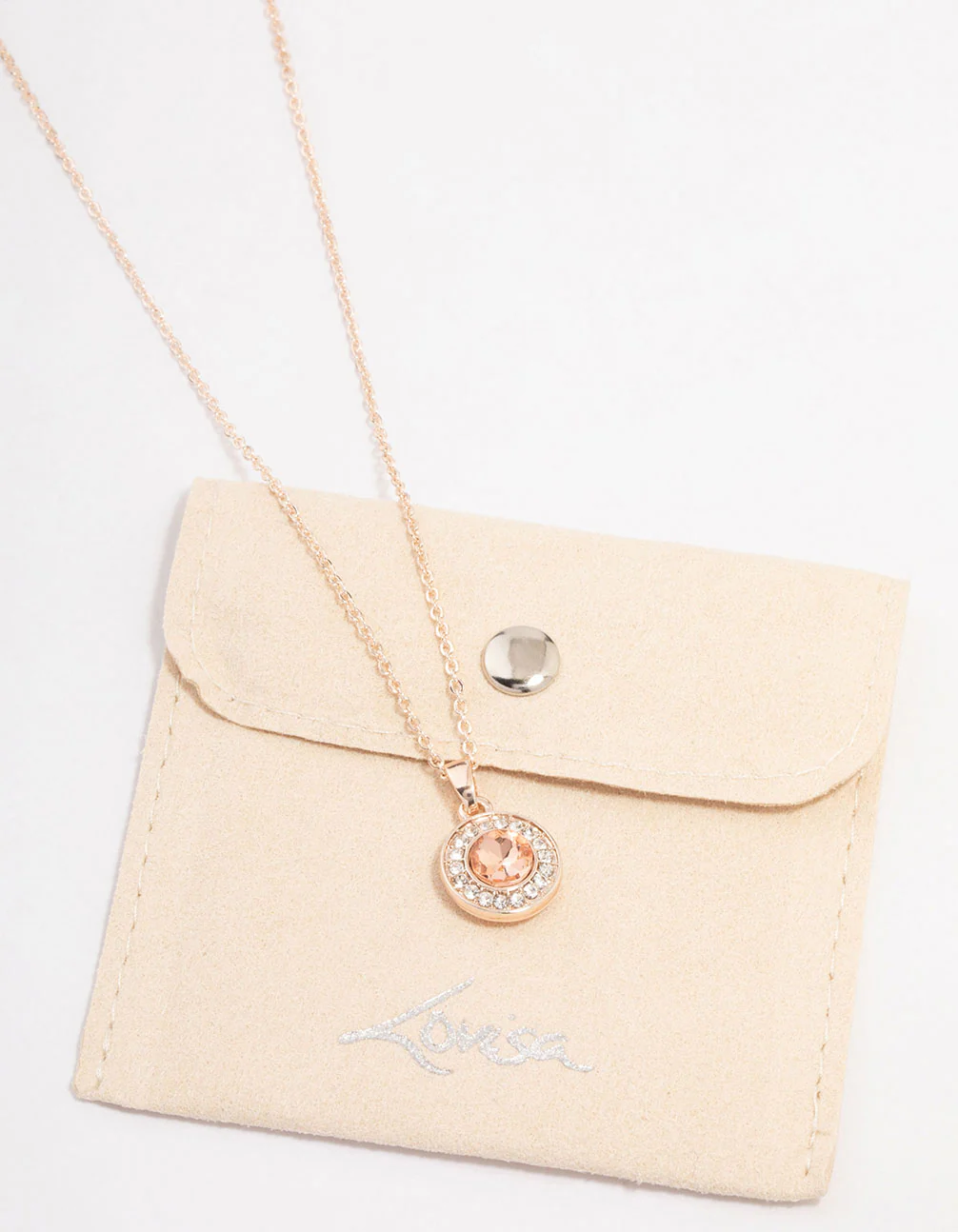 Rose Gold Diamante Halo Pendant Necklace - Image 2