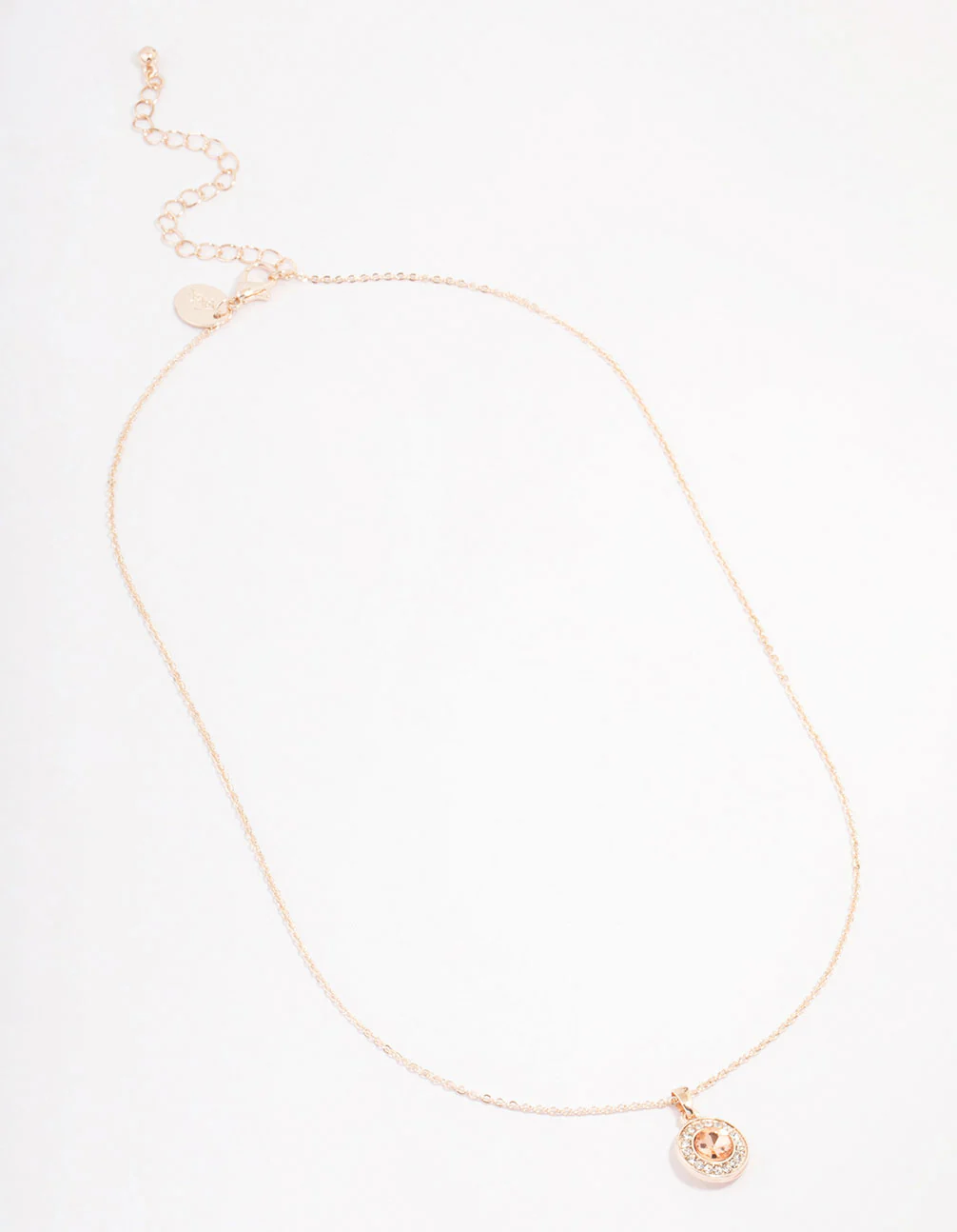 Rose Gold Diamante Halo Pendant Necklace - Image 3