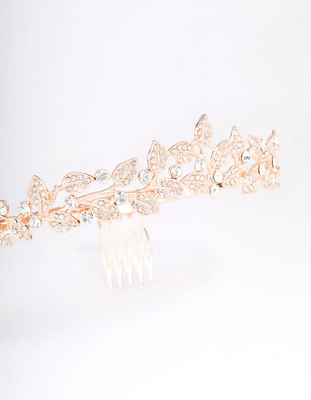 Rose Gold Diamante Leafy Tiara - Image 2