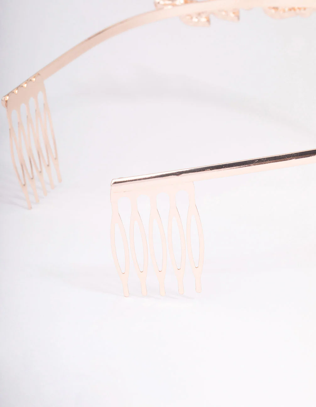 Rose Gold Diamante Leafy Tiara - Image 3