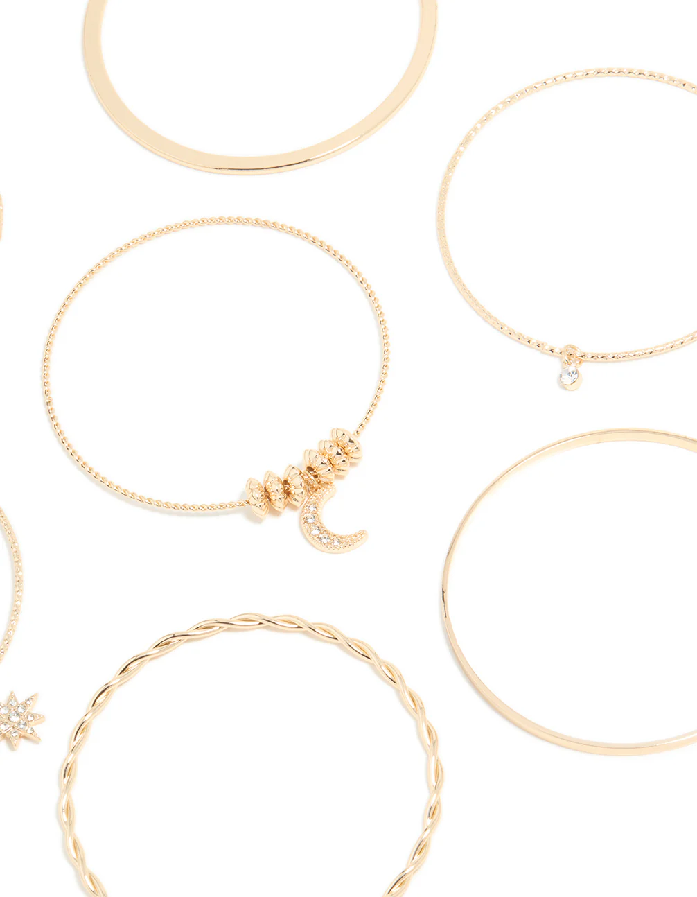 Rose Gold Diamante Moon & Star Bangles Pack - Image 3
