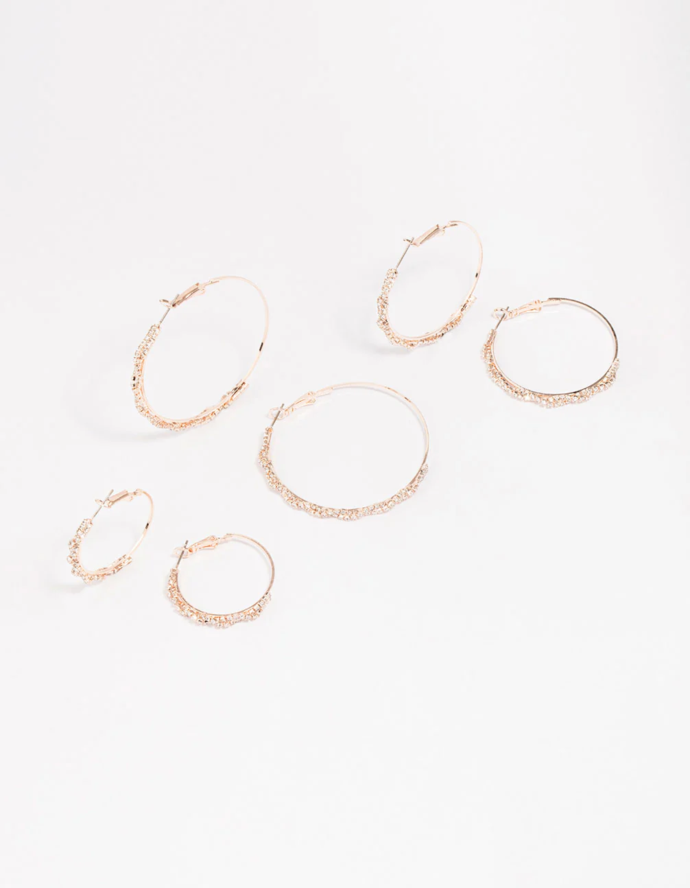 Rose Gold Diamante Oval Earring Pack