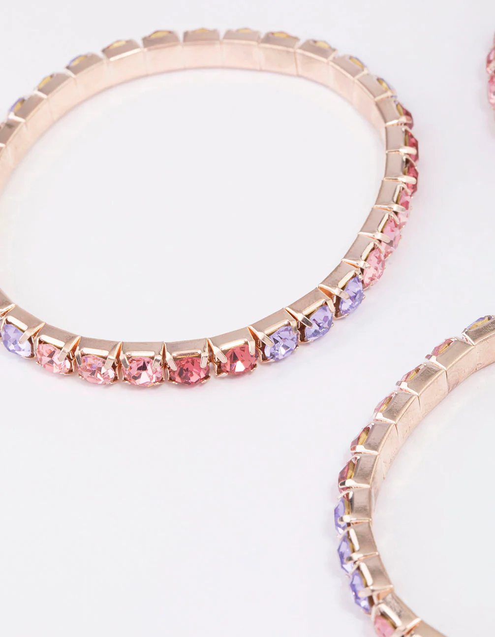 Rose Gold Diamante Stretch Bracelet 3-Pack - Image 2