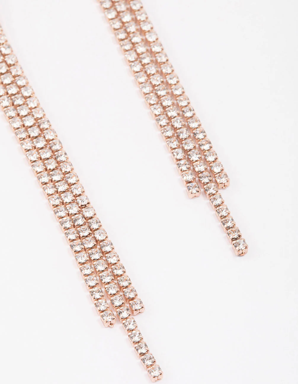 Rose Gold Diamante Twisted Chain Drop Earrings - Image 3