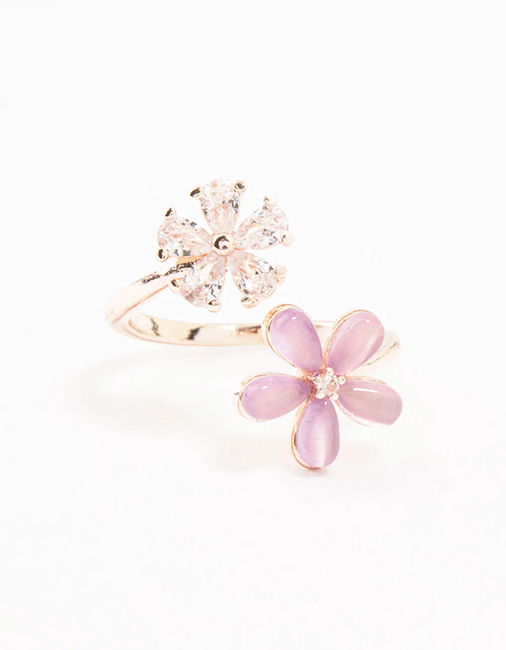 Rose Gold Double Cubic Zirconia Wrapped Ring - Image 3