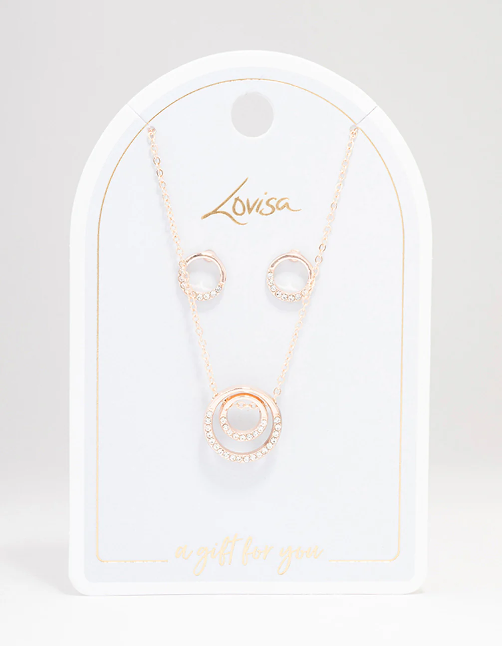 Rose Gold Double Open Circle Jewellery Set - Image 2