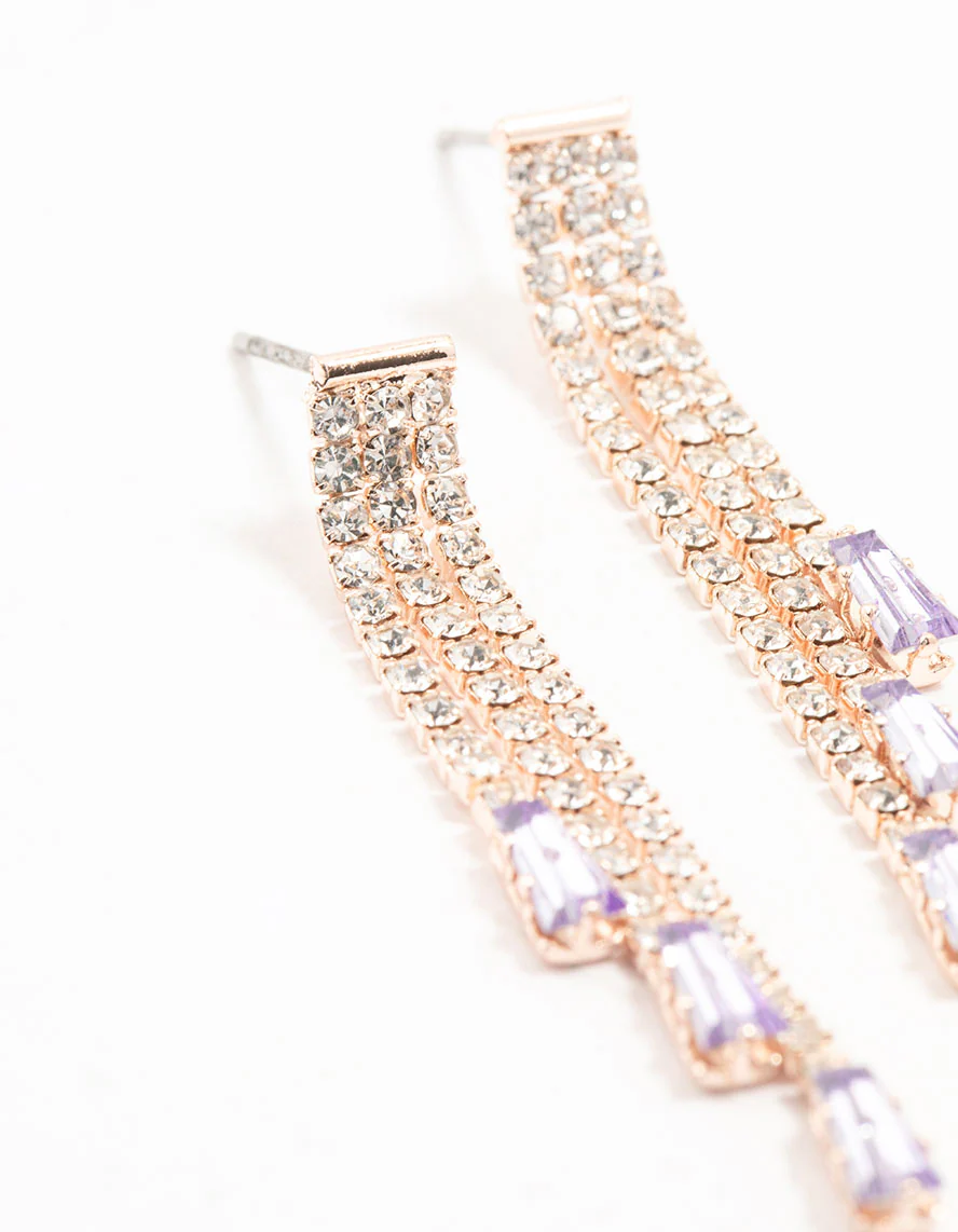 Rose Gold Fine Bag Cupchain Drop Earrings - Image 2