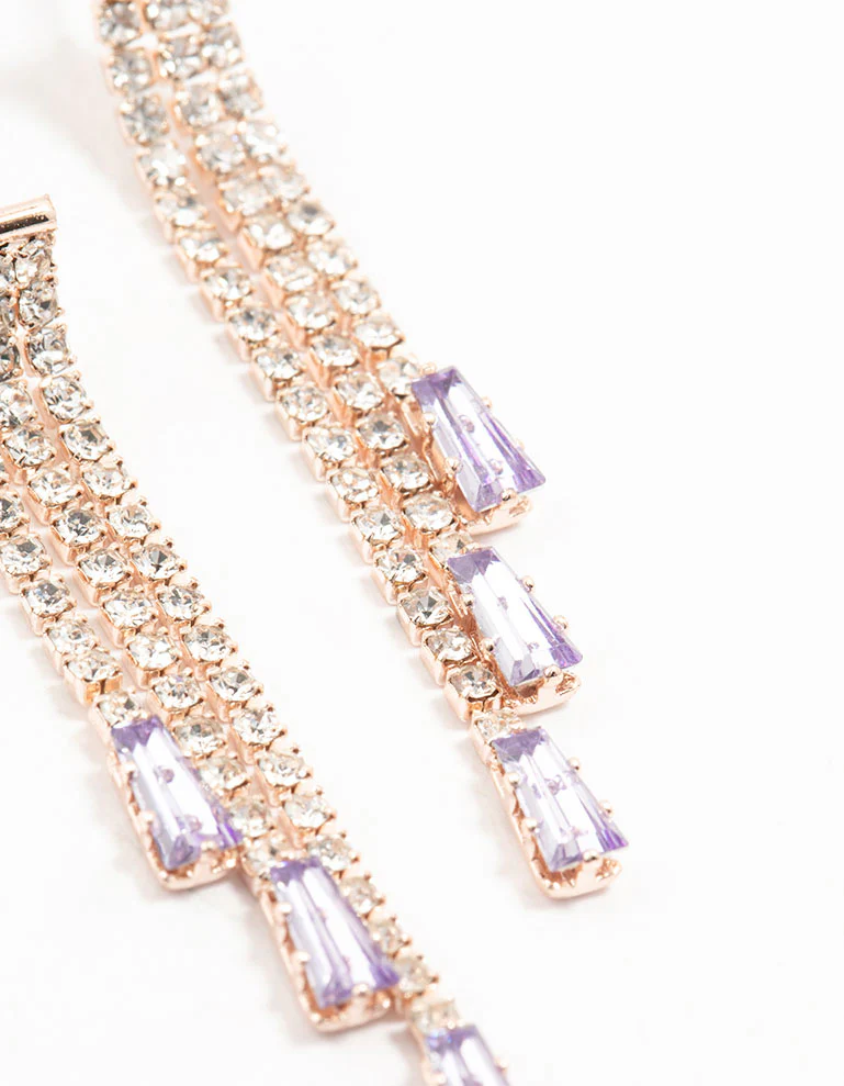 Rose Gold Fine Bag Cupchain Drop Earrings - Image 3