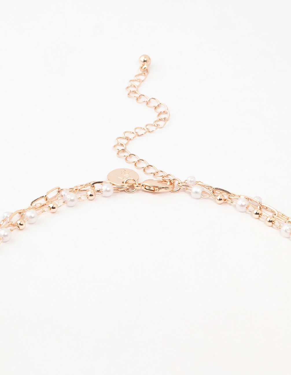 Rose Gold Fine, Station & Pearl Necklace - Image 3