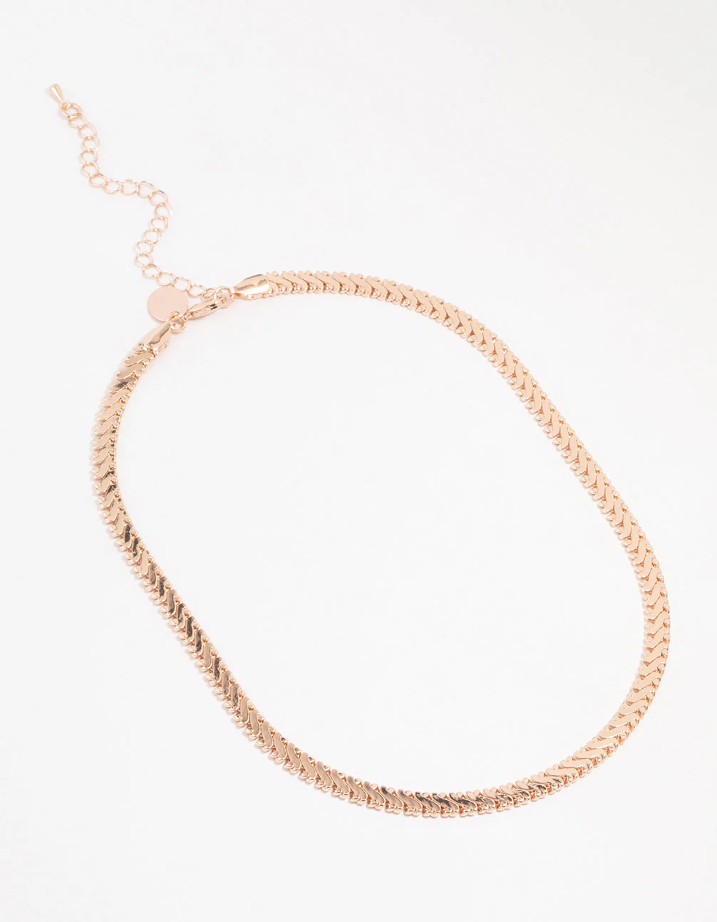 Rose Gold Plated Flat Edged Detailed Necklace - Image 2