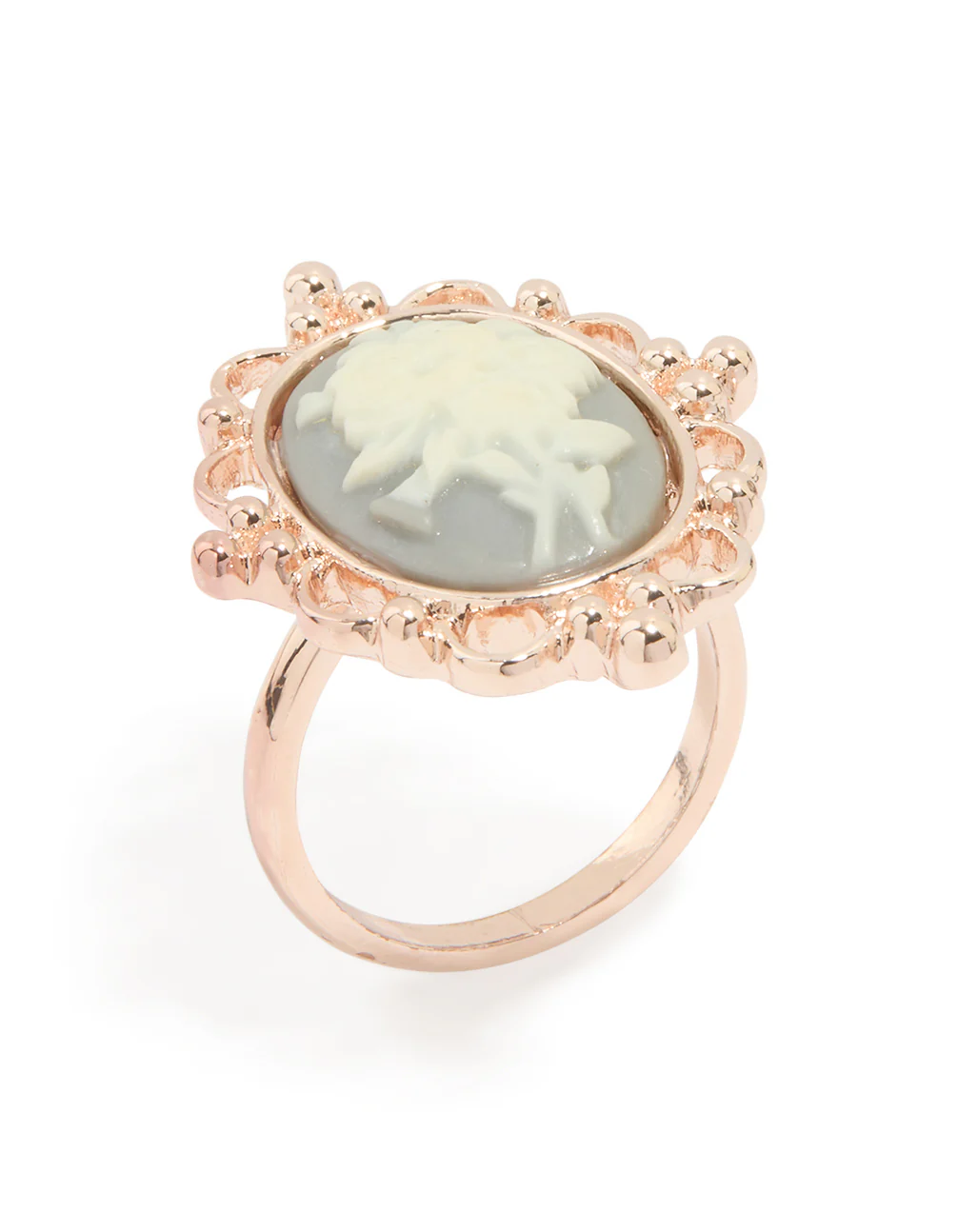 Rose Gold Flower Cameo Ring - Image 2
