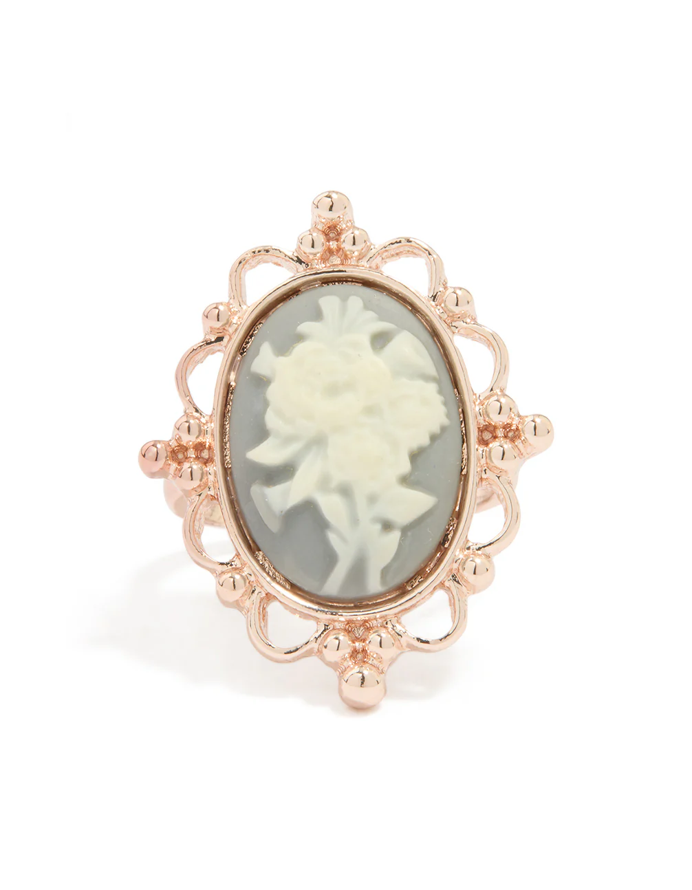 Rose Gold Flower Cameo Ring - Image 3