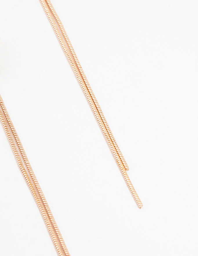 Rose Gold Flower Chain Drop Earrings - Image 3